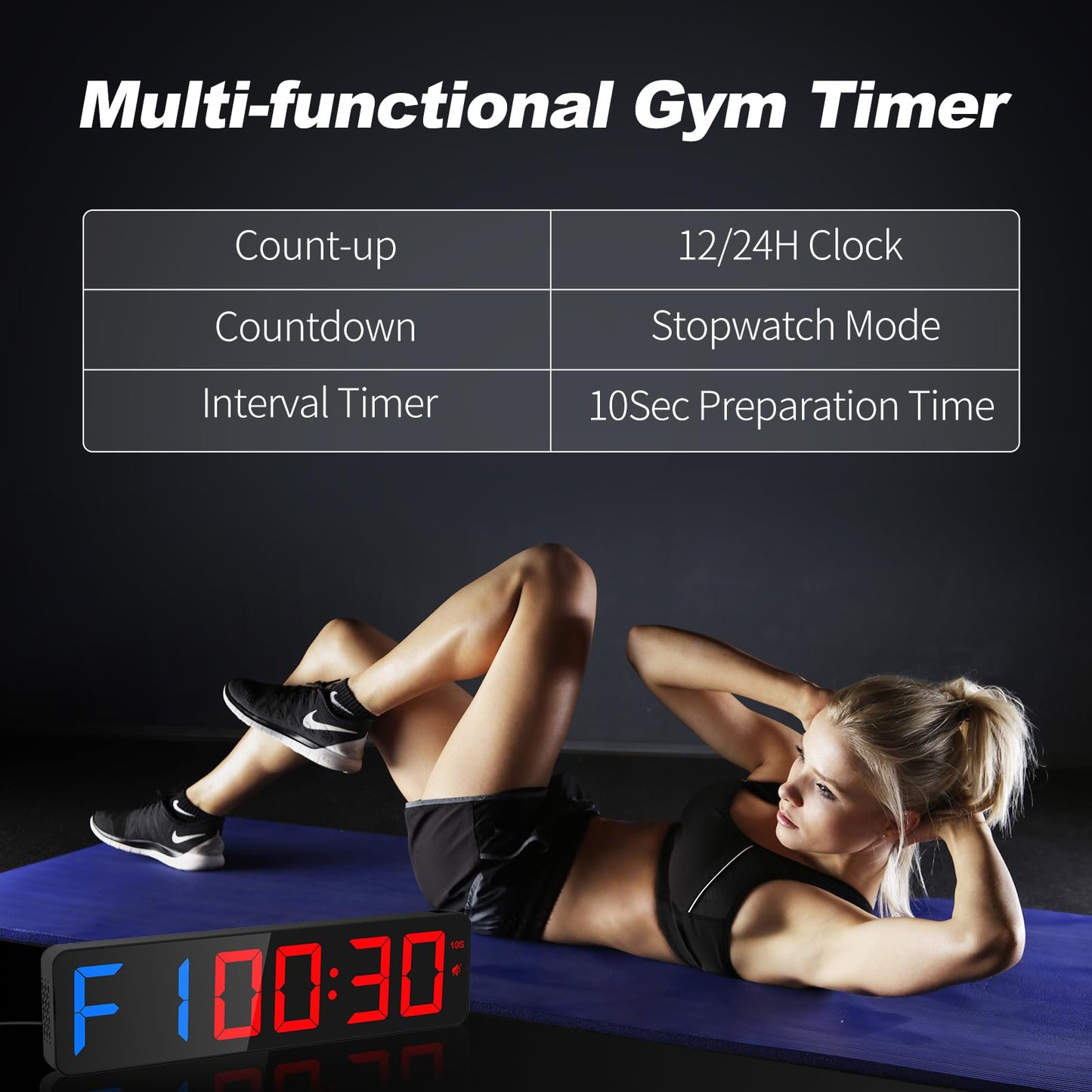 ANJANK Gym Timer 15"Large LED Display Wall Clock, Gym Interval Workout Count Down & Up Stopwatch