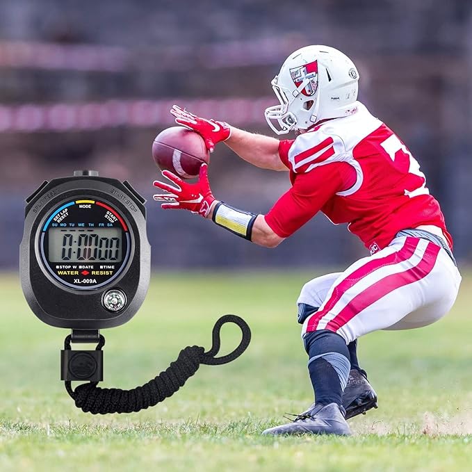 2 Pack Digital Stopwatch Timer: Large Display Multi-Function Stop Watch for Sports Coaches Swimming Running Fitness Referees Electronic Stopwatch with Lap Split Date Time Alarm for Kids Adults