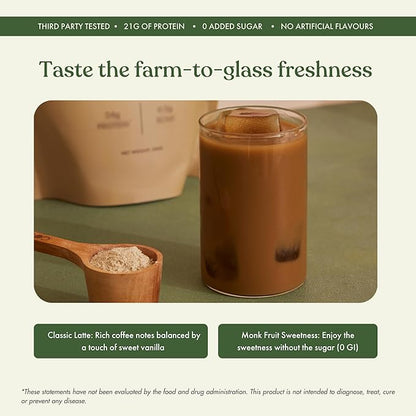 No-Nonsense Plant Protein, 21g Organic Brown Rice & Pea Isolate, Plant Based, Vegan, Gluten/Dairy Free, Sugar Free, Vanilla Latte, 1.1lb (1pk, 13 Servings)