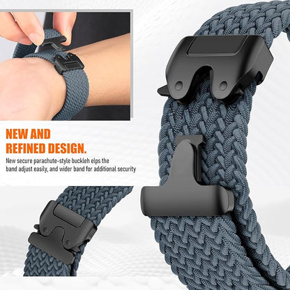 Braided Stretchy Band for Fitbit Versa 4/Versa 3/Sense 2/Sense Watch Band Women Men,Parachute-style Buckle Nylon Sport Wristband Soft Fabric Elastic Loop Strap Accessories for Versa 4/3