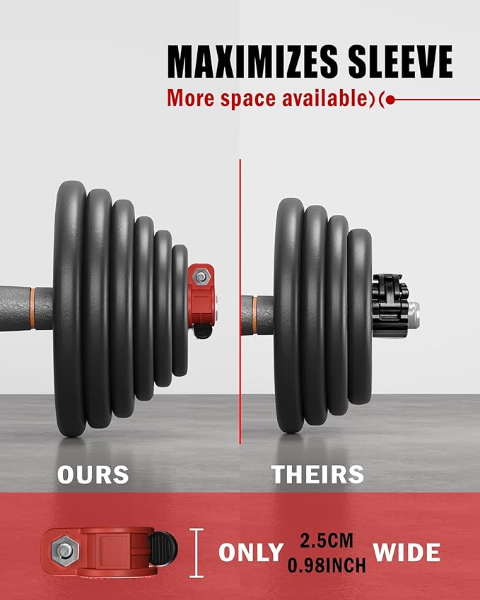 Mini Barbell Clips 1 inch I Multi-Size Adjustable Barbell Collar I 1 inch Barbell ClampsIQuick Release Weight Clips Pair of Locking for Dumbbell Bar