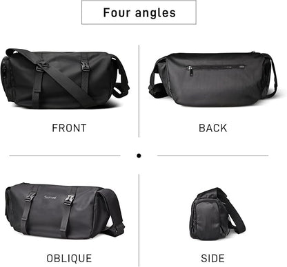 Small Sports Bag Waterproof Ultra-Light Gym Duffle for Men & Women Compact Mini Crossbody Bags, Perfect for Running, Travel & Fitness (black-quilting)