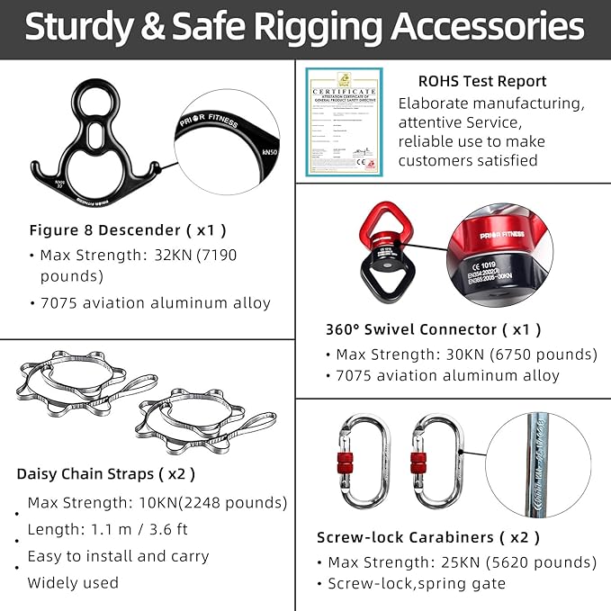 PRIOR FITNESS Aerial Silks Set, Professional Thicker Low Stretch Fabric 9/15/20 Yards Aerial Silk Swing Set with Hardware Guide, Yoga Starter Kit For Home, Aerial Yoga Hammock, Silks for Gymnastics, Antigravity Yoga, Inversion Exercise-All Levels