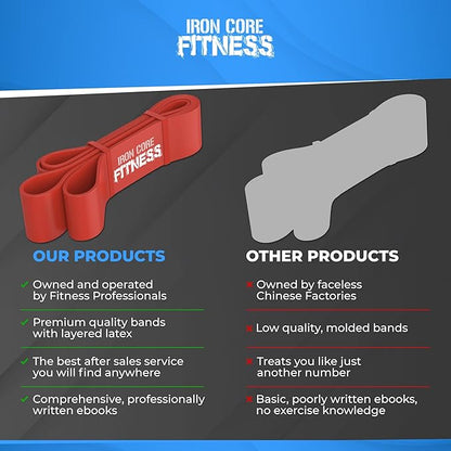 Pull Up Assistance Resistance Bands - Long Loop Power Bands for Men and Women - Strength Power Flexibility Training at Home & Gym - Ebooks & Workout Chart Included by Iron Core Fitness