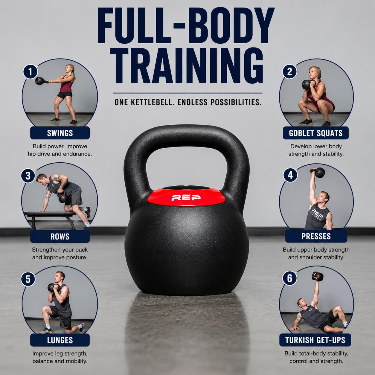 Rep Fitness Adjustable Kettlebell | 24 kg | Weight Set for Home Gym | Strength Training Equipment