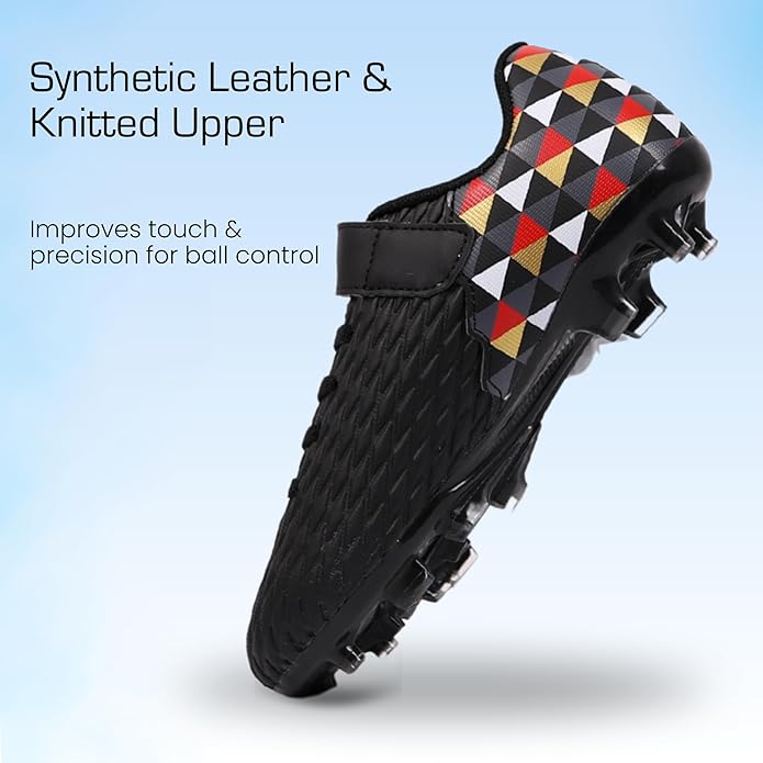 Soccer Cleats for Kids & Youth | Lightweight Football Shoes for Firm Ground | Durable Girls & Boys Soccer Cleats with Non-Slip Sole | Comfortable Soccer Boots | Unisex Size 11-6