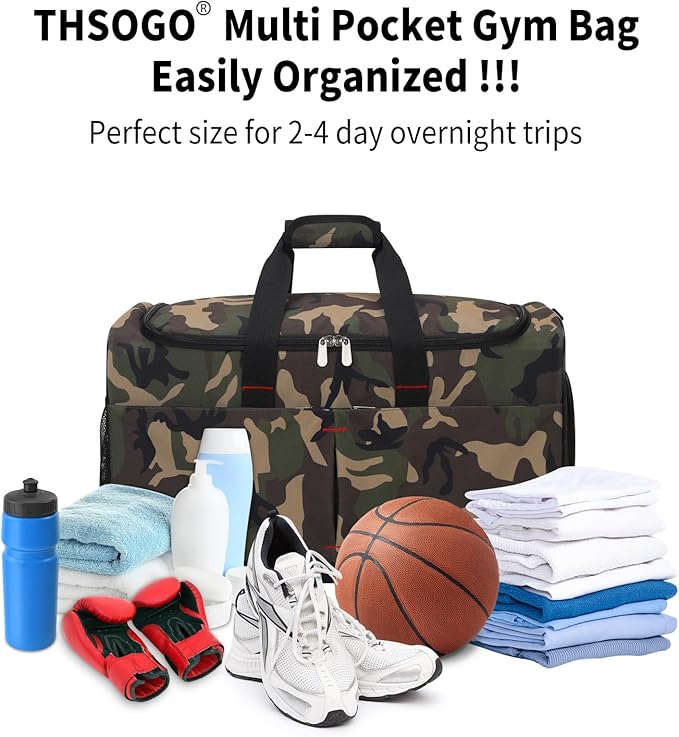 21 inch Gym Bag for Men with Shoe & Wet Compartment - 55L Duffle Bag for Travel Sport (Camouflage)