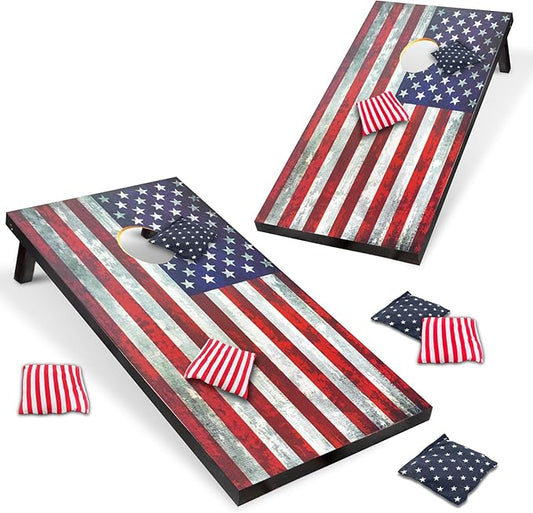Cornhole Board Set with Carrying Bags & 8 Bean Bags Corn Hole Boards Bean Toss Game for Adults
