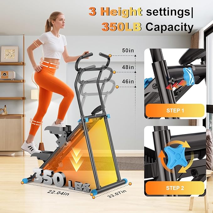 Stair Stepper for Home Gym, 350lbs Vertical Climber Machine with LCD Display, Non-Slip Pedals & 350lb Capacity Compact Folding Cardio Exercise Climber