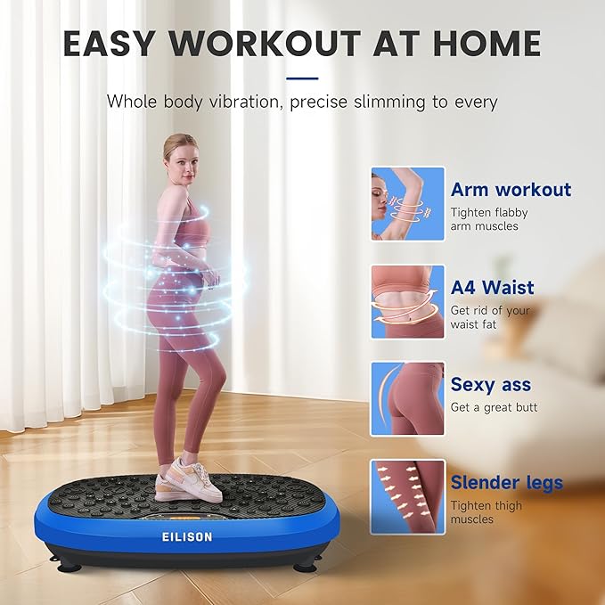 EILISON FitMaxx 3D XL Vibration Plate Exercise Machine - Whole Body Workout Vibration Platform w/Loop Bands - Lymphatic Drainage Machine for Weight Loss, Shaping, Wellness, Recovery