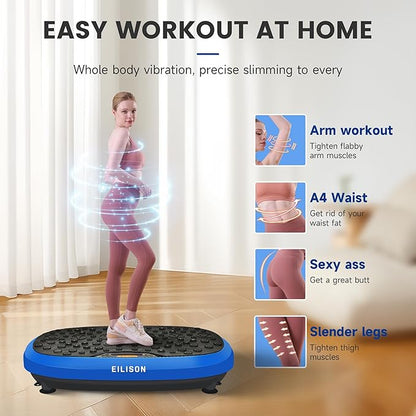 EILISON FitMaxx 3D XL Vibration Plate Exercise Machine - Whole Body Workout Vibration Platform w/Loop Bands - Lymphatic Drainage Machine for Weight Loss, Shaping, Wellness, Recovery