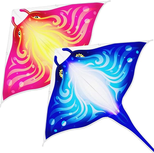 Mint's Colorful Life Devil Fish Kite for Kids and Adults，Easy to Fly Delta Kites Single Line Large