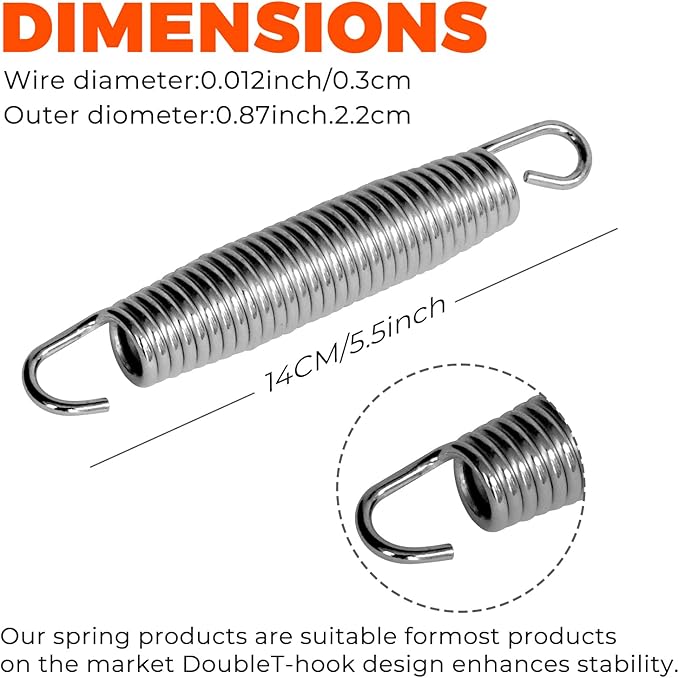 72 Pieces Trampoline Springs 5.5 inch，Equipped with T-Shaped Spring Installation Hook，Replacement Trampoline Springs