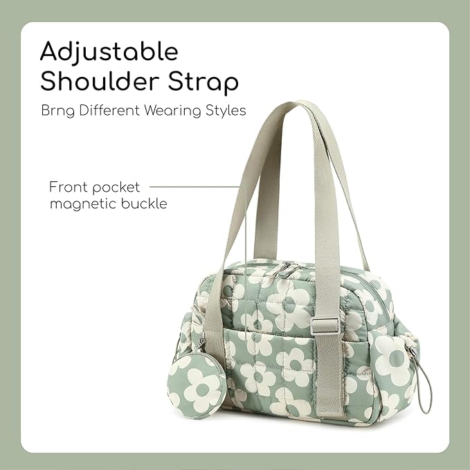 CAMTOP Mini Gym Bag for Women, Small Gym Tote Bag Puffy Quilted Sports Duffel Bag with Wet Compartment and Coin Purse Duffel Bags Dance Yoga Workout Bag