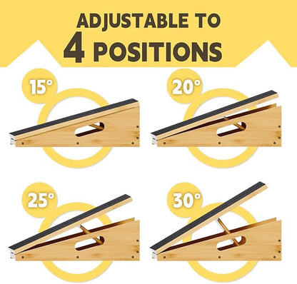 Wood Slant Board Calf Stretcher - Professional Calf Stretcher Slant Board for Physical Therapy, Incline Stretching, and Rehabilitation Exercises - Durable and Adjustable Balance Tool