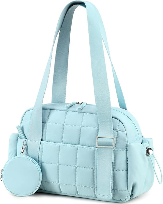 CAMTOP Mini Gym Bag for Women, Small Gym Tote Bag Puffy Quilted Sports Duffel Bag with Wet Compartment and Coin Purse Duffel Bags Dance Yoga Workout Bag