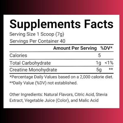 Creatine Monohydrate – 5g Creatine Monohydrate Powder – Advanced Creatine for Women and Men – Bulk Supplements Creatine with Organic Ingredients – Delicious Fruit Punch Flavor – 10oz