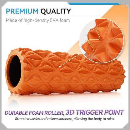 Foam Roller - 15 inch Deep Tissue Massager for Muscle Massage, Myofascial Trigger Point Release, Exercise, Yoga, Pilates & Stretching(Orange)