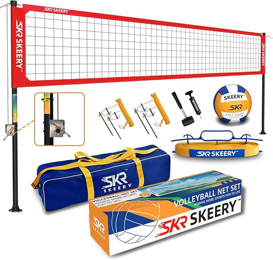 Outdoor Heavy Duty Volleyball Net Set, Anti-Sag Design, Adjustable Aluminum Poles, Portable