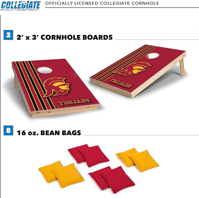 2' x 3' Solid Wood Cornhole Set with Direct Print HD Team Graphics – Great Gift for Any NCAA Fan! Bean Bag Toss Family Outdoor Games