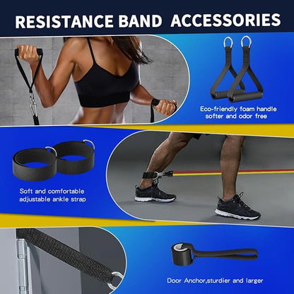 WHATAFIT Resistance Bands, Exercise Bands，Resistance Bands for Working Out, Work Out Bands with Handles for Men and Women Fitness, Strength Training Home Gym Equipment