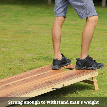 Solid Wood Premium Corn Hole Outdoor Game Set, 2 Regulation and Waterproof Cornhole Game Boards, with 8 Toss Bags, Perfect for Outdoor Indoor