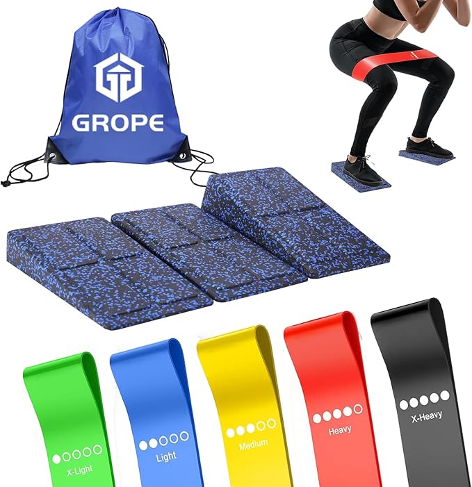 Slant Board Squat Wedge for Calf Stretchingï¼? Pcs 12" x 6.3" Foot Stretcher Balance Board for Plantar Fasciitis, Adjustable Foam Slant Board Wedge Great for Exercises