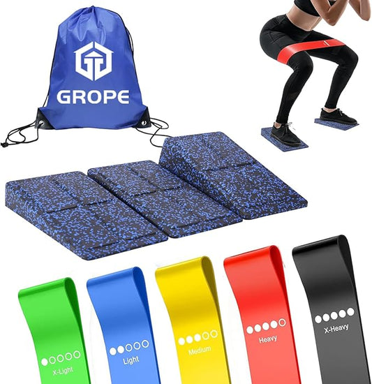 Slant Board Squat Wedge for Calf Stretchingï¼? Pcs 12" x 6.3" Foot Stretcher Balance Board for Plantar Fasciitis, Adjustable Foam Slant Board Wedge Great for Exercises