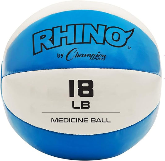 Champion Sports Exercise Medicine Balls, Leather with No-Slip Grip - Weighted Med Ball Set for