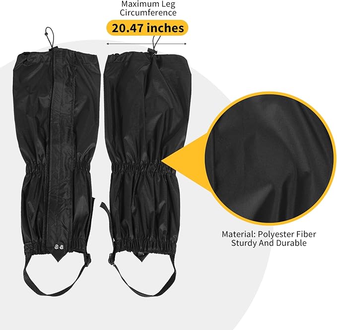 2PCS Gators for Hiking Boots-Gaiters for Hiking, Waterproof, Sandproof and Anti-Mosquito Bites for Muddy Ground, Desert and Garden