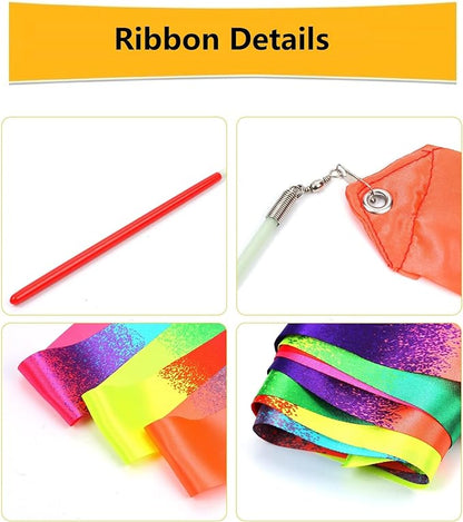 20 Pack Ribbon Dancing Wands Party Favors for Kids, Rainbow Birthday Decorations, Princess Party Supplies, Girls Party Games, Gymnastics Goody Bag Stuffers (Rainbow)