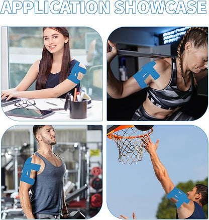 20PCS Kinesiology Tape for Shoulder, Shoulder Tape for Pain Relief Precut,Waterproof Breathable Shoulder Support & Stability Elastic, Latex-Free, Non-irritating to The Skin,Athletic Tape Four Colors