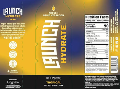 Sports Drink 12-Pack – Tropical Flavor – Real Cane Sugar, 3x Electrolytes, Cognizin for Focus, Natural Juice, No Artificial Dyes – Trusted by Perfect Game