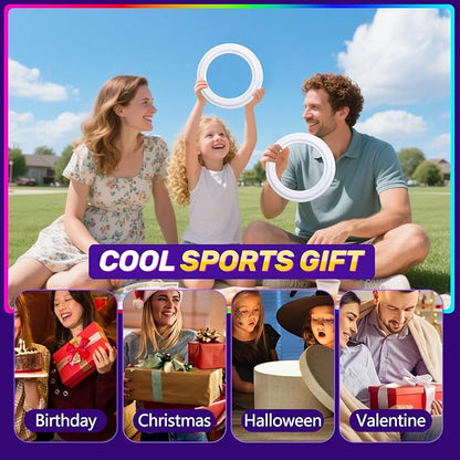 Amarlozn Light up Flying Ring Disc Toy for Kids Adults, 10" Rechargeable 12 Dynamic Modes Glow in The Dark Flying Ring, Led Flashing Beach Sport Disc, Outdoor Park Yard Night Camping, Toss Catch Game