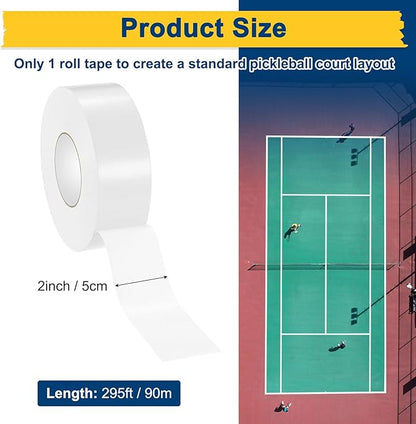 Pickleball Court Tape, Outdoor Pickleball Lines, No Residue Court Marking Kit for Temporary/Gym/Tennis/Driveway/Badminton/Backyard/Sport
