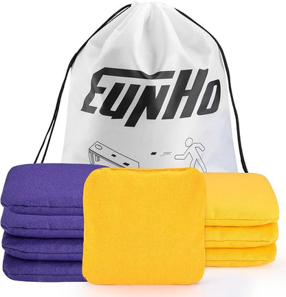 EunHo Cornhole Bags Set of 8 Regulation Size & Weight Corn Hole Bean Bags Official Professional All Weather for Tossing Game with Carry Case