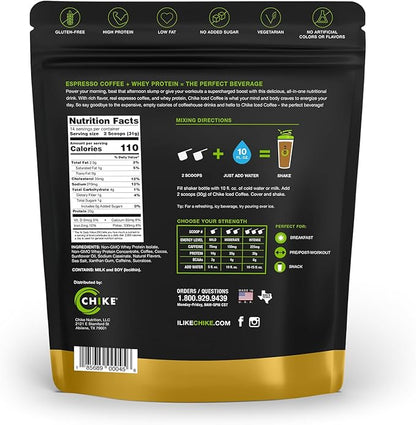 Chike Chocolate Caramel High Protein Iced Coffee, 20 G Protein, 2 Shots Espresso, 1 G Sugar, Keto Friendly and Gluten Free, 14 Servings (14.8 Ounce)