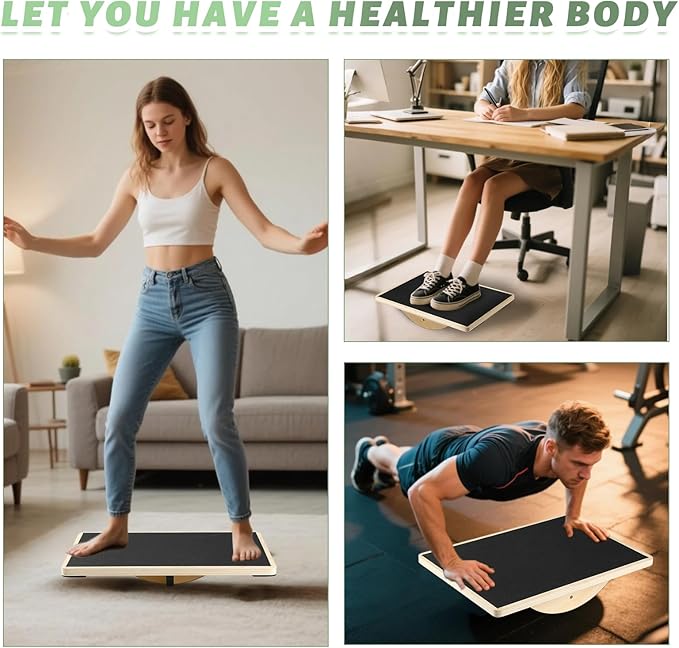 Professional Wooden Balance Board for Adults-Anti-Slip 350LBS Wobble Board for Physical Therapy, Standing Desk, Core Strength-Rocker Board,Balancing Board