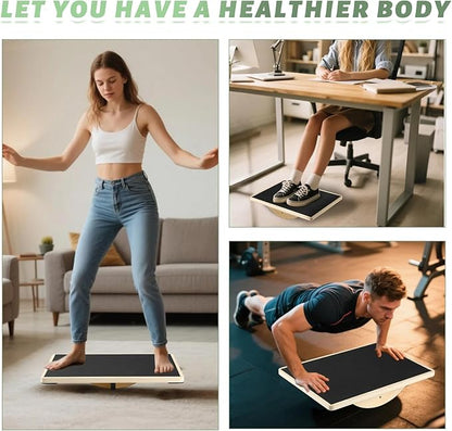 Professional Wooden Balance Board for Adults-Anti-Slip 350LBS Wobble Board for Physical Therapy, Standing Desk, Core Strength-Rocker Board,Balancing Board