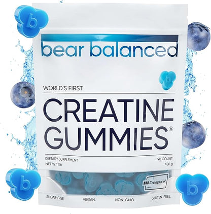 Creatine Gummies for Men & Women - Creapure® Creatine Monohydrate, L-Theanine, L-Tyrosine & B12 for Muscle Growth, Strength, Focus, Energy & Health - Low Calorie, Sugar-Free, & Vegan