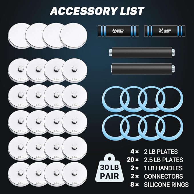 Northdeer V2.0 Upgraded Adjustable Steel Dumbbells 40LB / 60LB - 2 in 1 Dumbbell Barbell Set for Home Gym Workout - Compatible with V1.0 Dumbbells