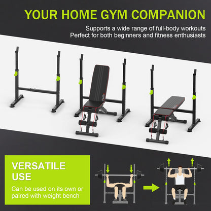 FitinOne Squat Rack, Height-Adjustable Dumbbell Rack for Home Gym, Multi-Function Barbell Rack