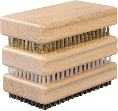 3 Pieces of ski Wax Brush, ski Brush Wooden Hand Brush Set, Brass Brush, Nylon Brush, Horsehair Brush, Size 4.7 "X 2.8", Outdoor ski waxing, Cleaning, Wax Removal, polishing,Snowboard Wax Brush