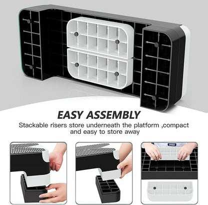 Aerobic Exercise Step, Adjustable Aerobic Stepper for Exercise, Workout Step Platform for Step Up, 26.5" Step Deck with 4??6??8??Adjustable Height Risers, Women Home Gym Cardio Fitness