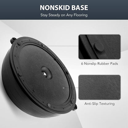 ZELUS Balance Ball Trainer with Resistance Bands and Foot Pump, Inflatable Yoga Ball for Home Gym Workouts, 23 Inch Exercise Half Ball for Balance Training Core Strength Fitness More, 330lb Cap