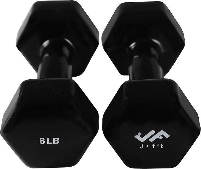 JFIT Dumbbell Pairs or Sets – Neoprene & Vinyl Coated Hand Weights for Home Gym, Strength Training, Aerobics, Cardio Exercise and Fitness