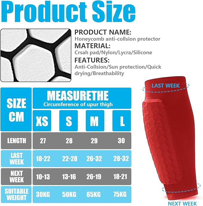 Soccer Shin Guards Shin Pads for Kids Youth Adult, Calf Compression Sleeve with Honeycomb Pads, Support for Shin Splint Baseball Boxing Kickboxing MTB