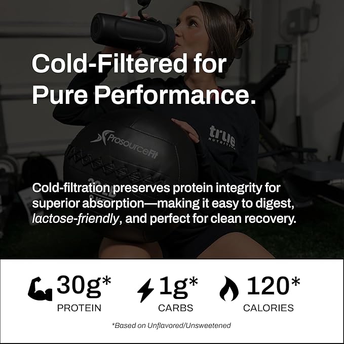 True Nutrition Whey Protein Isolate Cold-Filtration - 100% Whey Protein Powder - 27g Protein per Serving - Mixes Easily and Tastes Great - Third Party Tested - Chocolate - 2lb…