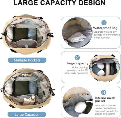 Gym Bag for Men Women, Tactical Travel Duffel bag with Removable Dividers & Shoe Compartment, Weekender Carry on Bag with Toiletry Bag, Overnight Range Bag for Workout Soccer Yoga Gym