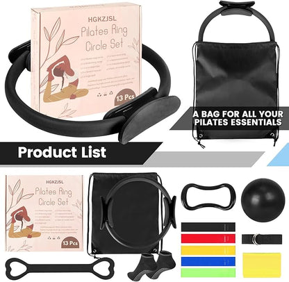 Home Pilates Essentials Kit for Women,Pilates Equipment Set with 9 Inch Yoga Ball,Figure 8 Resistance Band,Pilates Bands & Accessories,Pilates Ring and Ball Set for Beginners Home Workouts